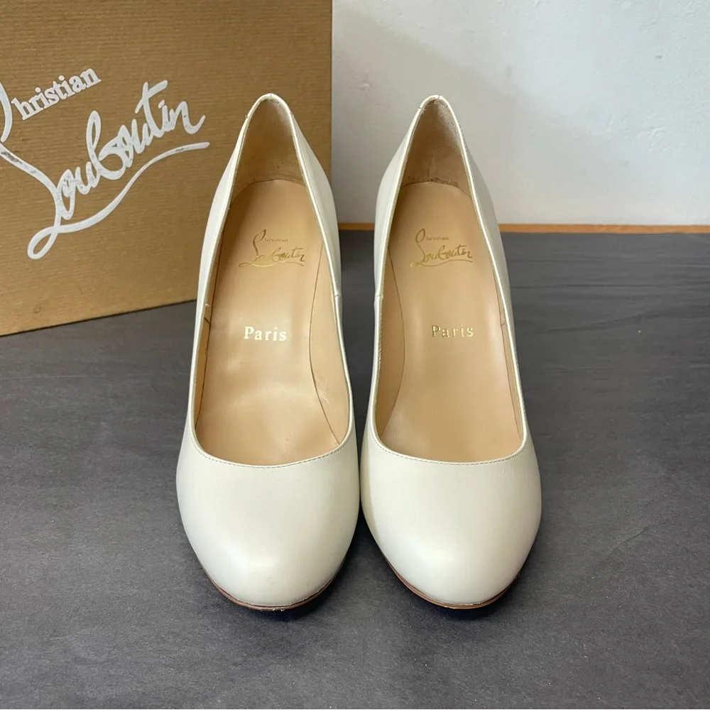 Christian Louboutin Fifi Off White 85 mm Round toe Pumps size 38 - Picture 5 of 13